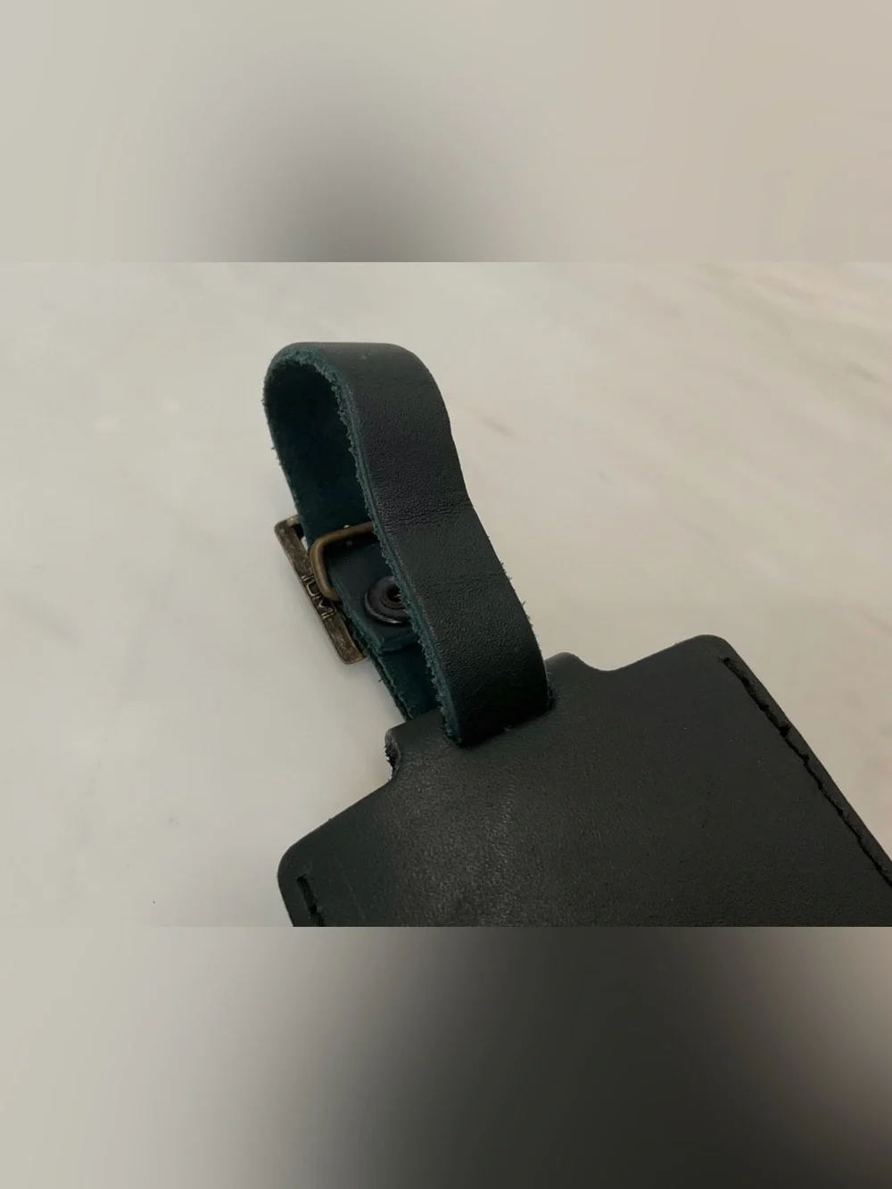 NEW Tumi ALPHA Leather Luggage Name Tag Buckle - SOLID FOREST GREEN